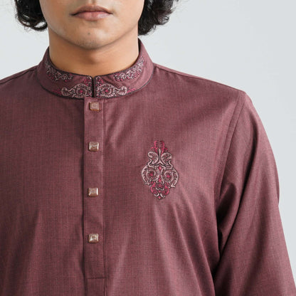 Men’s Maroon Suiting Panjabi