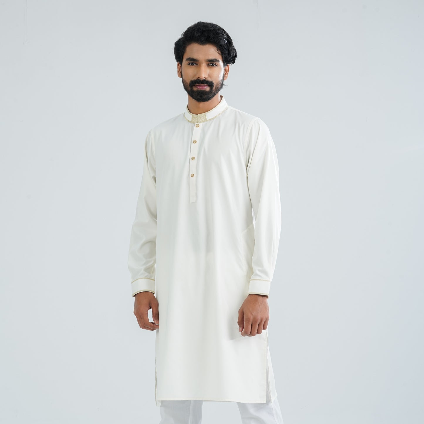 Men's White Blended Panjabi