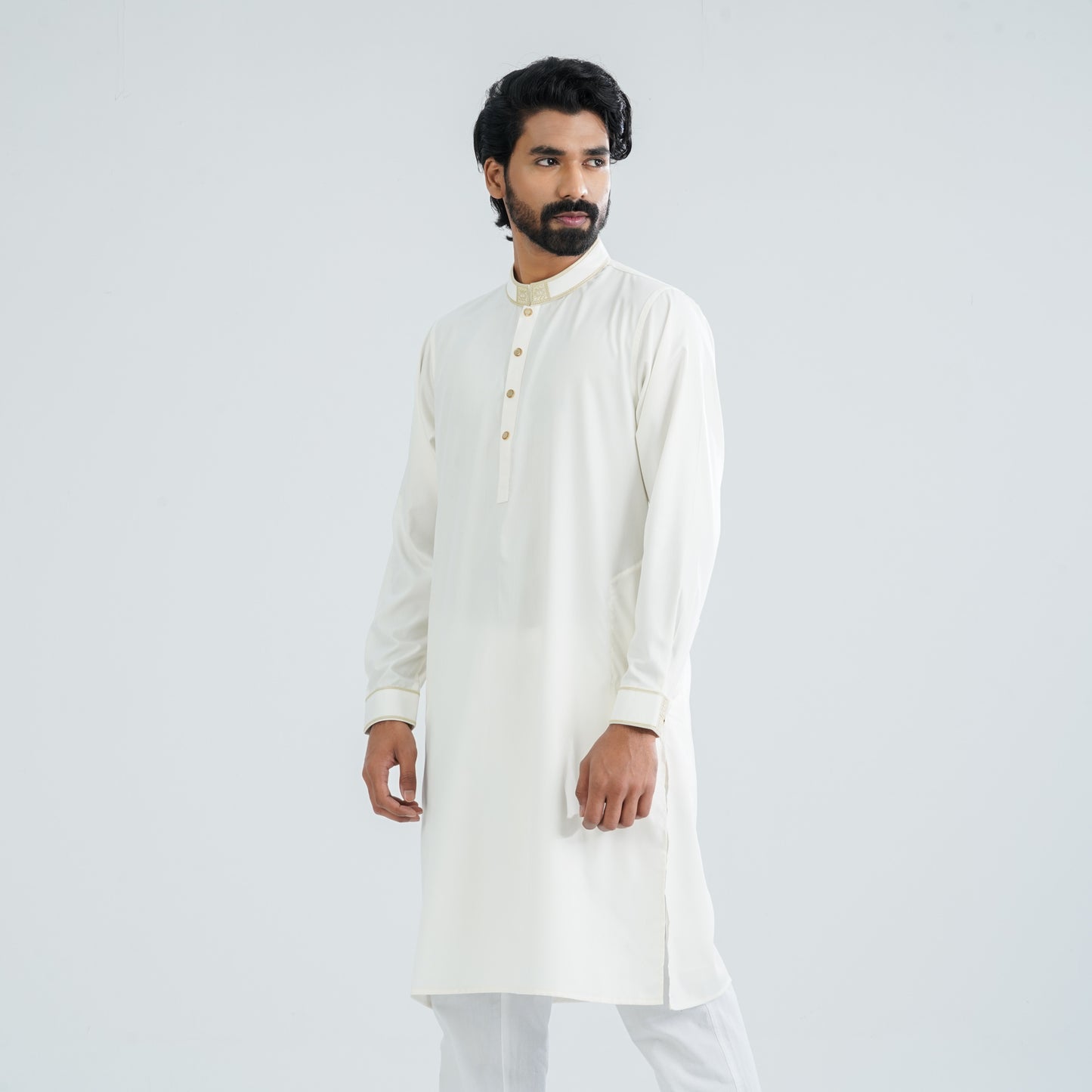 Men's White Blended Panjabi