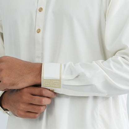 Men's White Blended Panjabi