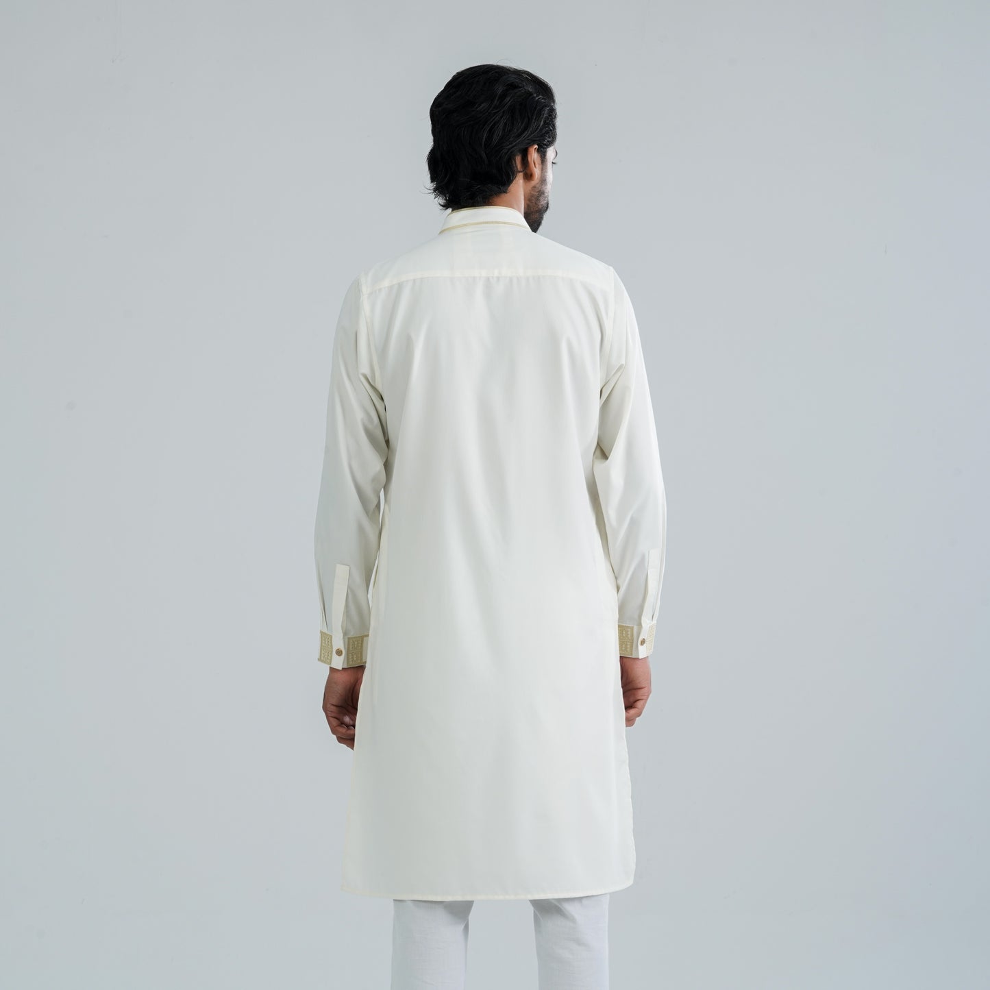Men's White Blended Panjabi