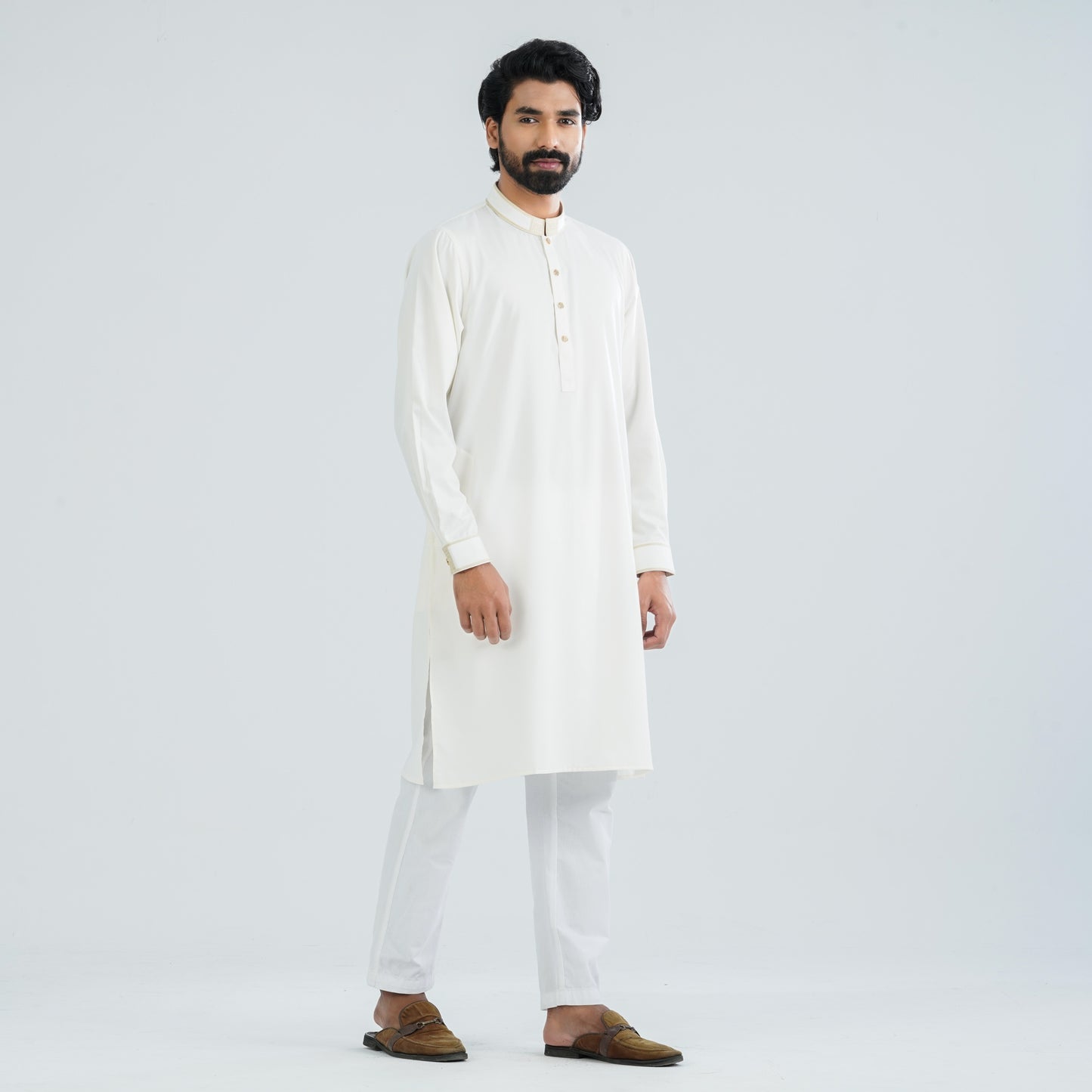 Men's White Blended Panjabi