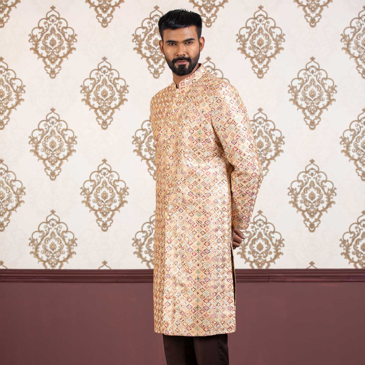 Mens Sherwani-Golden