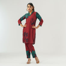 Load image into Gallery viewer, Womens  Maroon Printed Co-Ord Set
