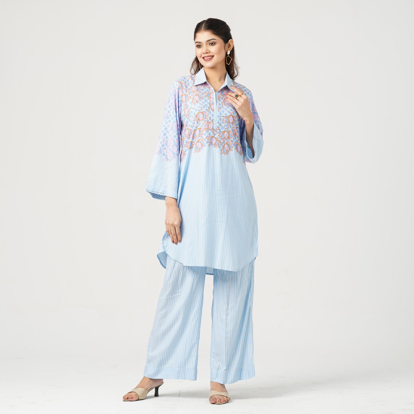 Women’s Embroidered Viscose Two-Piece Set