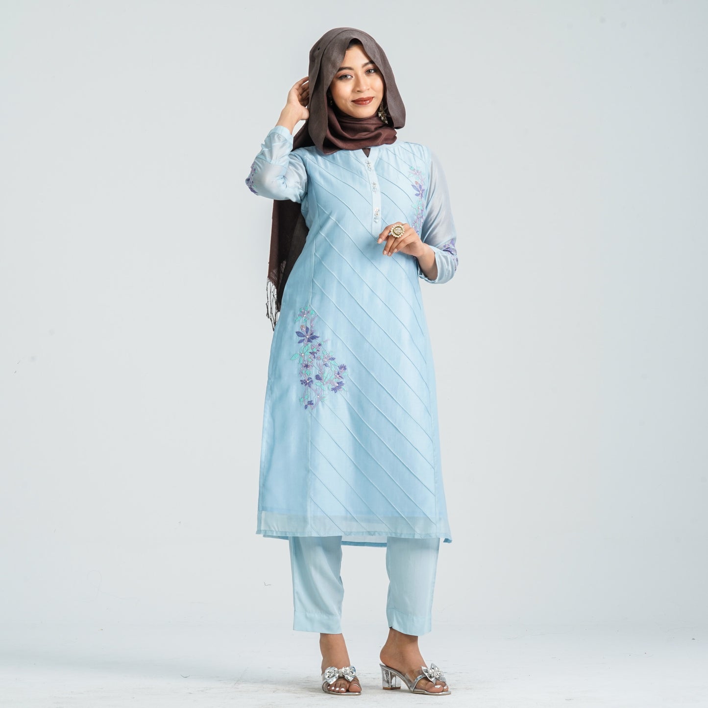 Women's Half Silk Two Piece Set