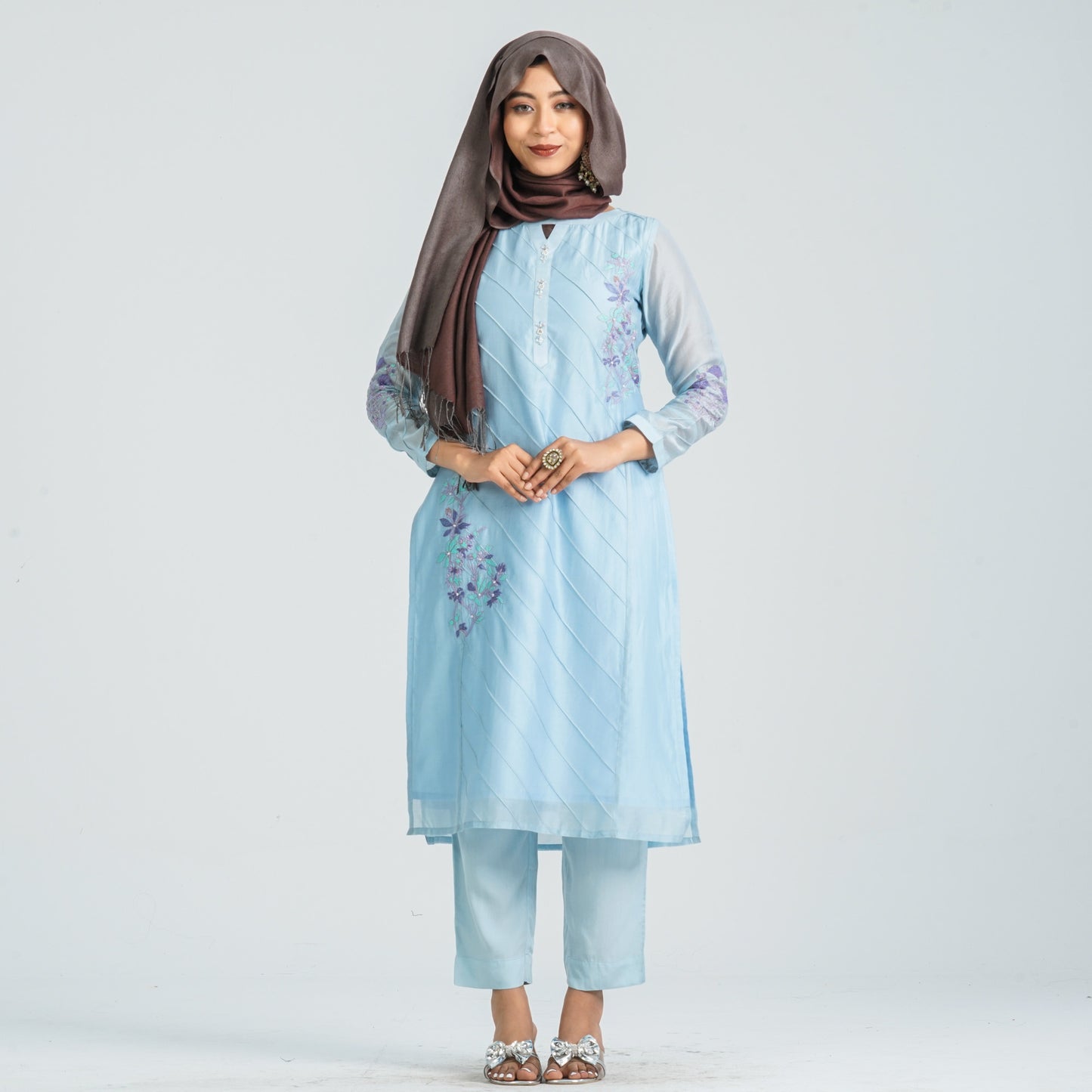 Women's Half Silk Two Piece Set