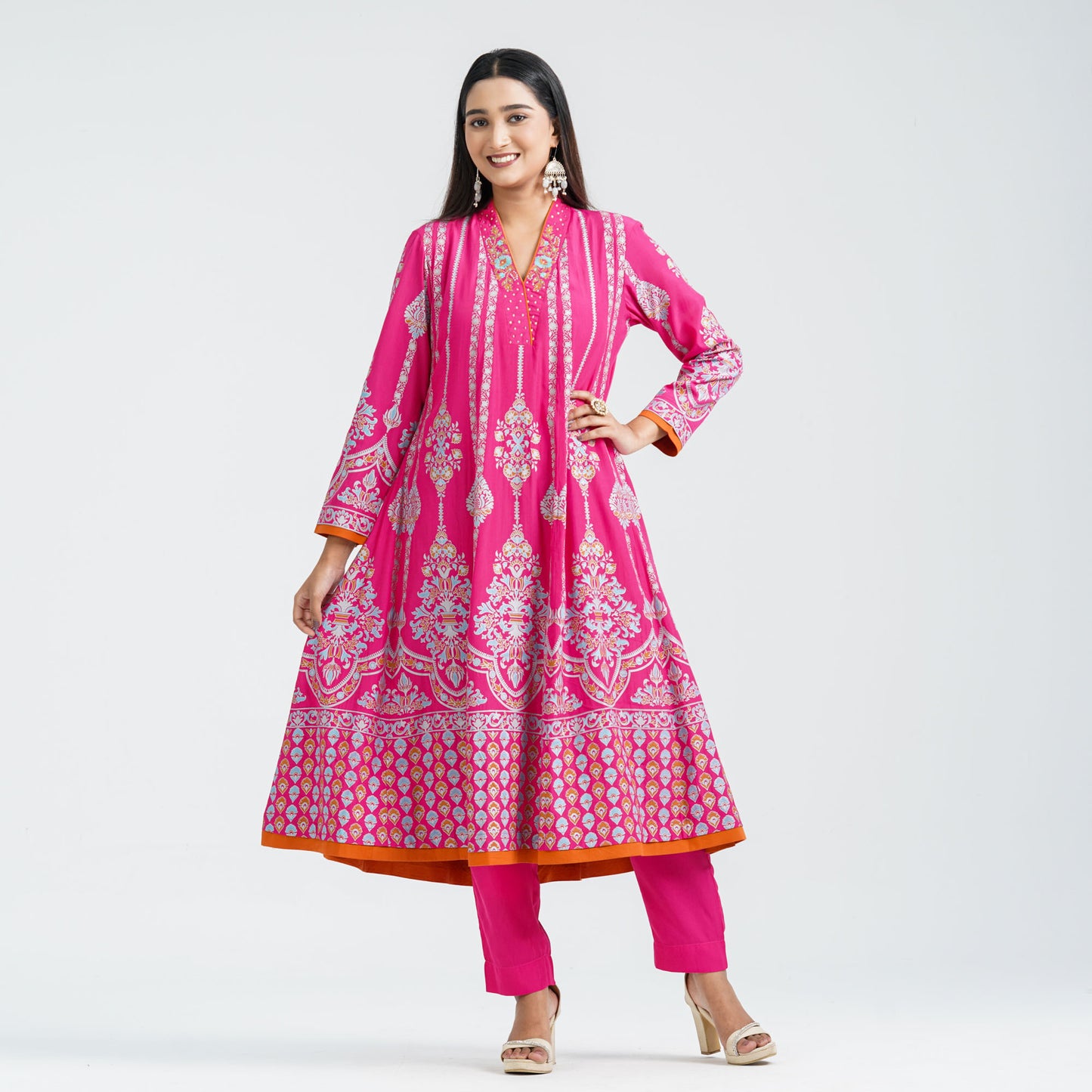 Women’s Magenta Silk Embroidered Two Piece Set
