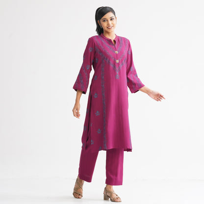 Women’s Burgundy Two Piece Set