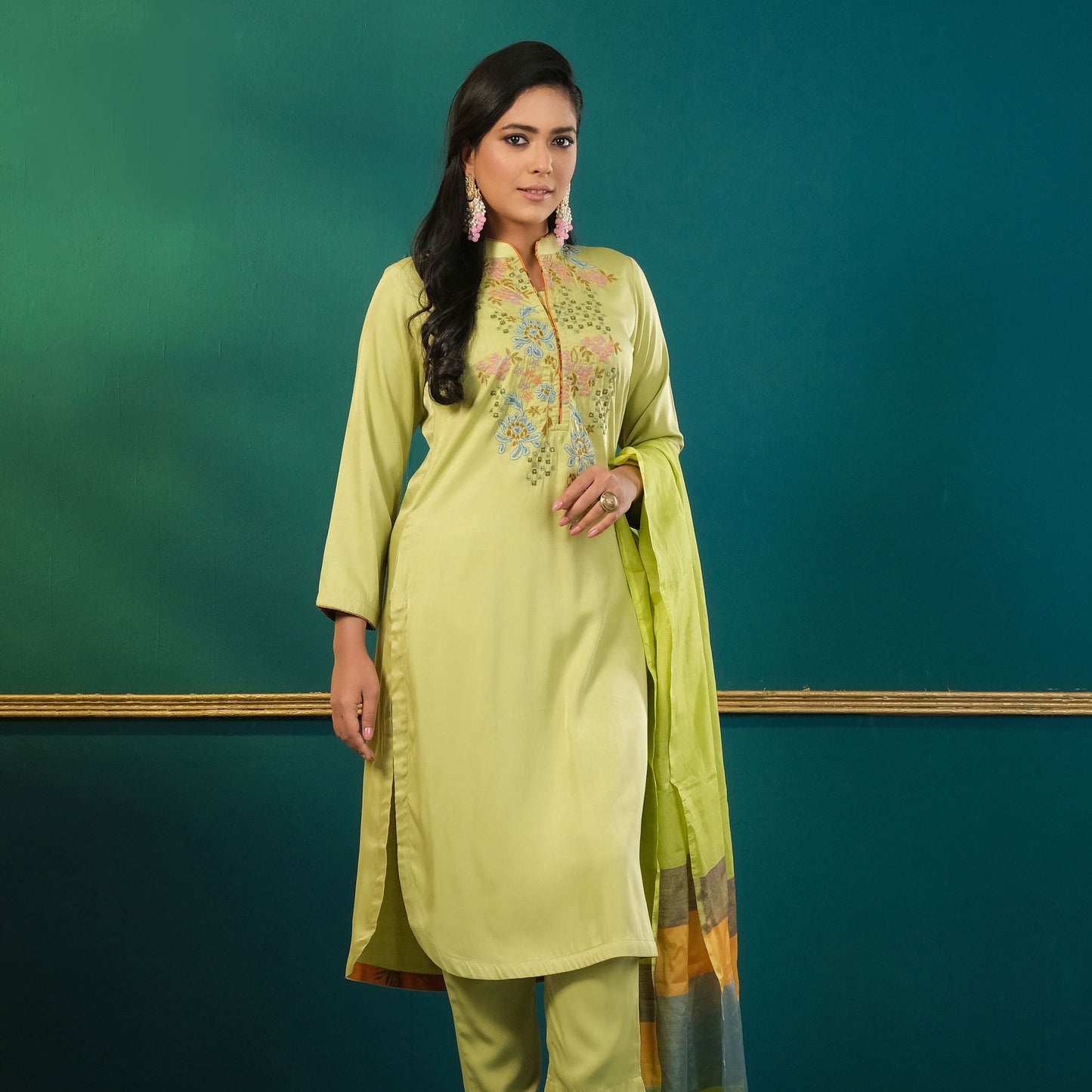 Women Lemon Ethnic 3-Piece Set