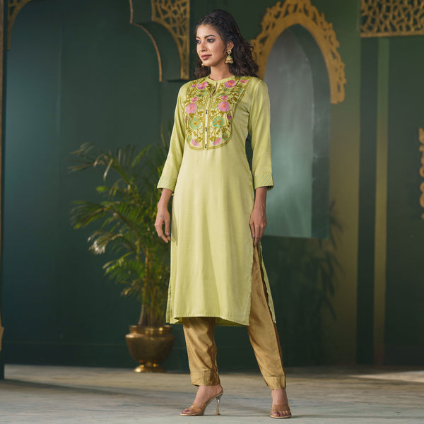 ETHNIC HIGH RANGE KURTI-SEA GREEN