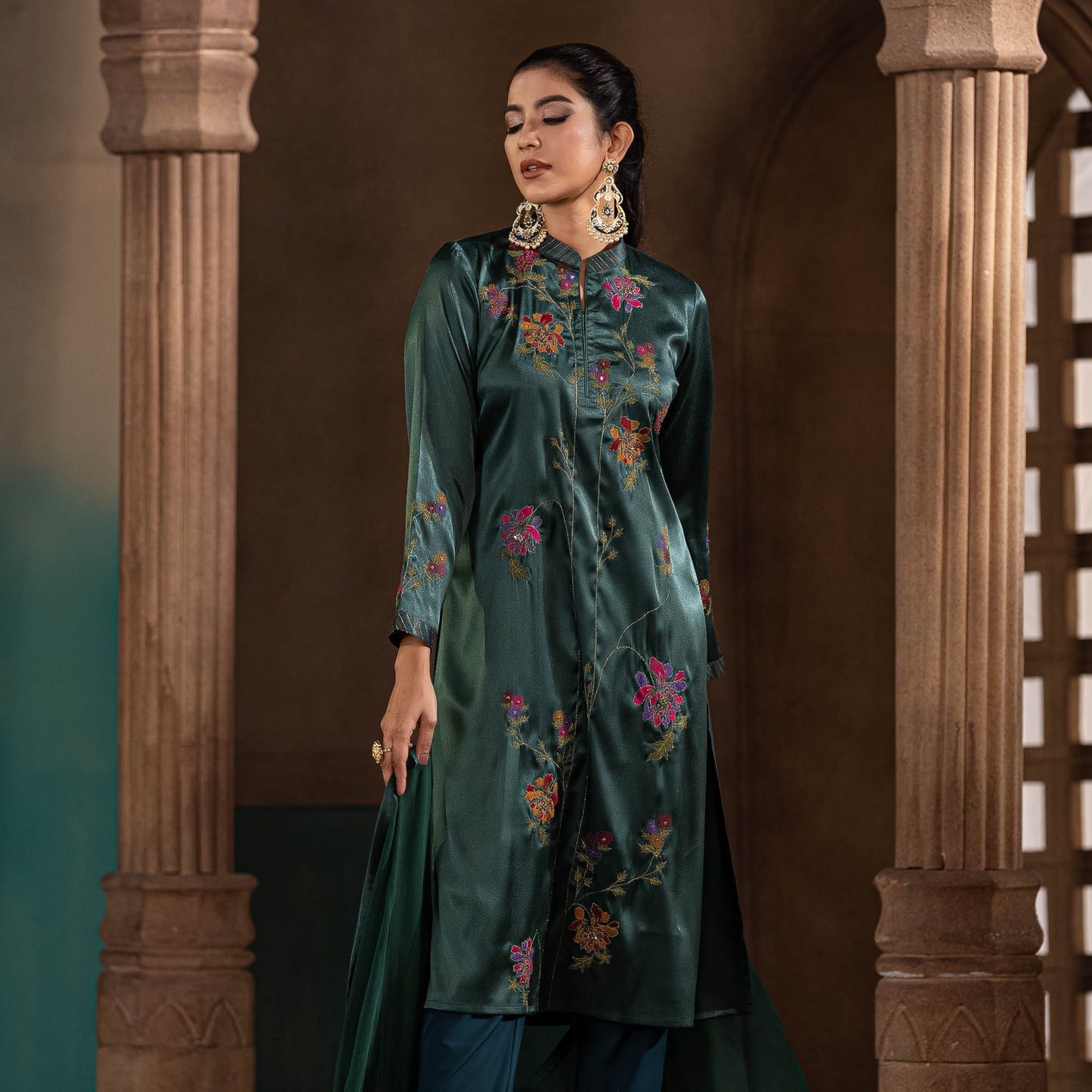 Womens Green Zardozi Set