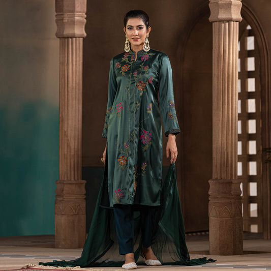 Womens Green Zardozi Set