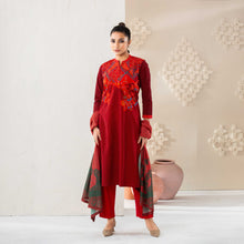 Load image into Gallery viewer, Womens Red Ethnic 3Pcs Set
