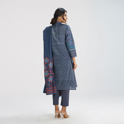 Womens Bluish Grey 3-Piece Ethnic Set