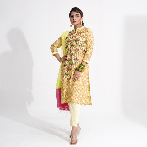 Women Yellow Ethnic 3-Piece Set