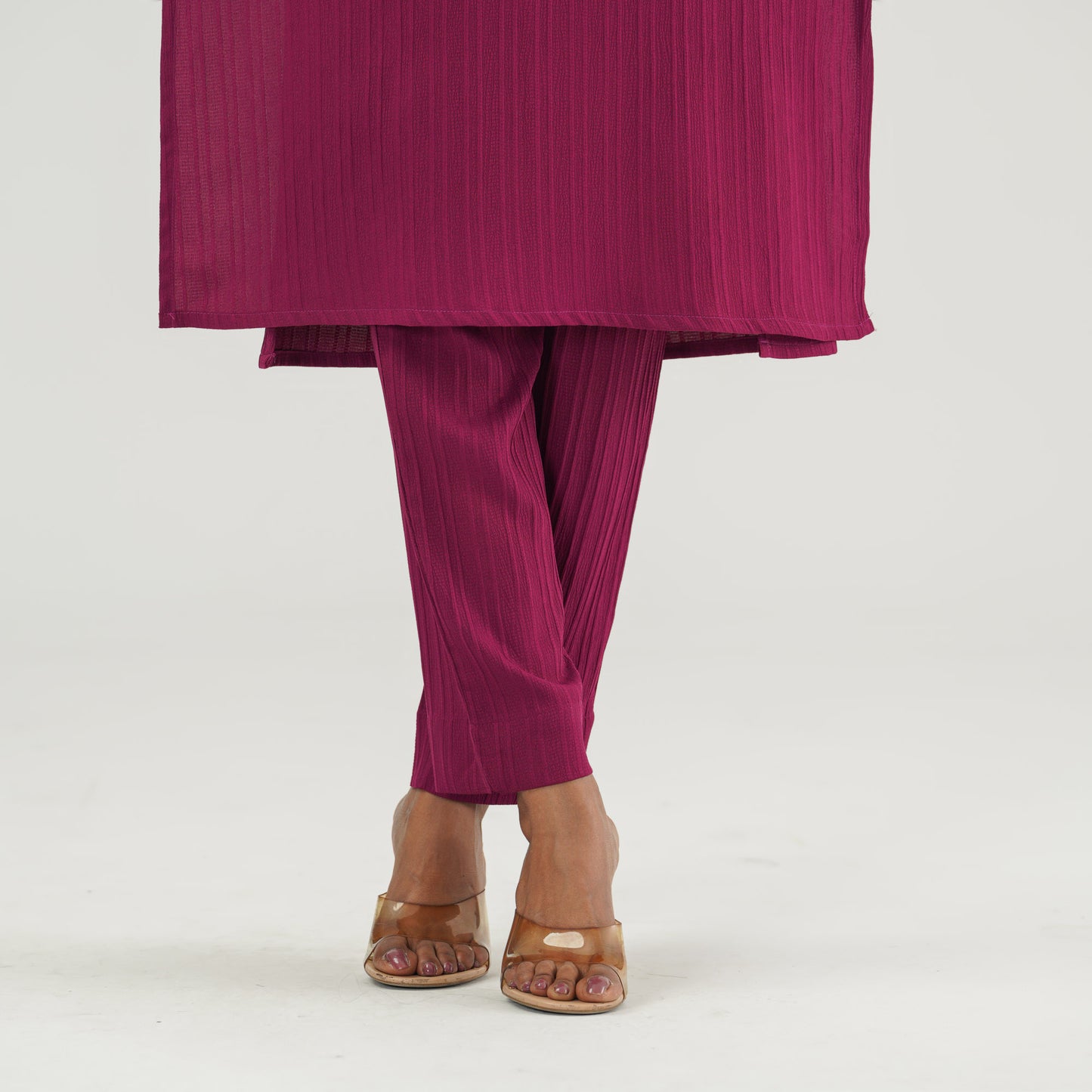 Womens Magenta Ethnic Three Piece Set