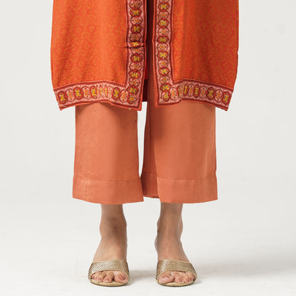 Women’s Orange Crinkle Cotton Three Piece Set