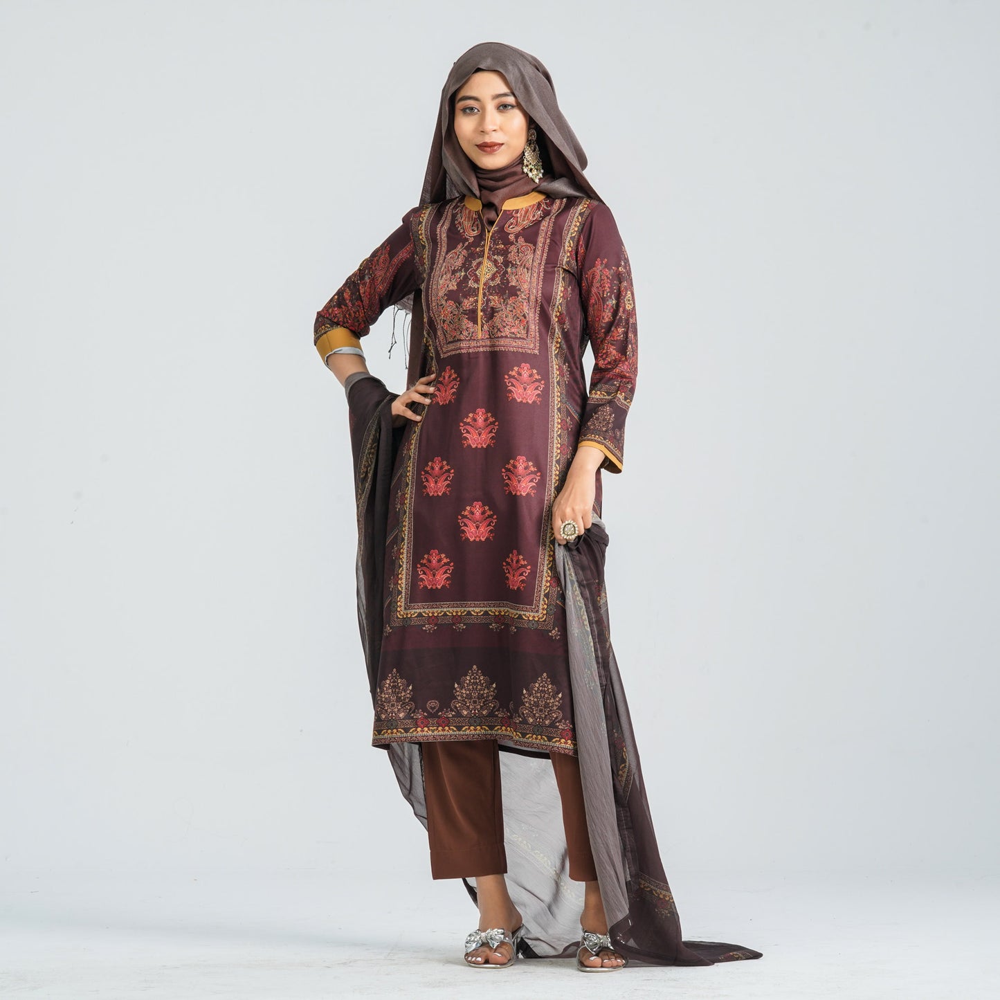 Women Blended Cotton Three Piece Set