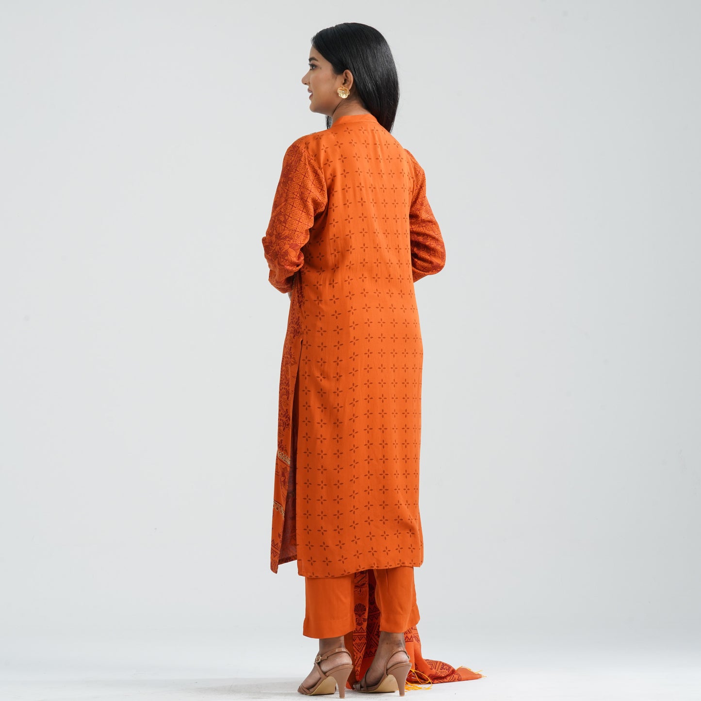 Women Orange Three Piece Set