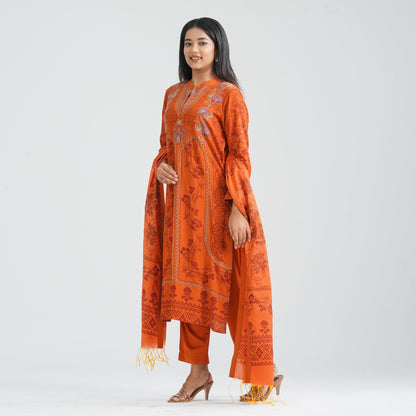 Women Orange Three Piece Set