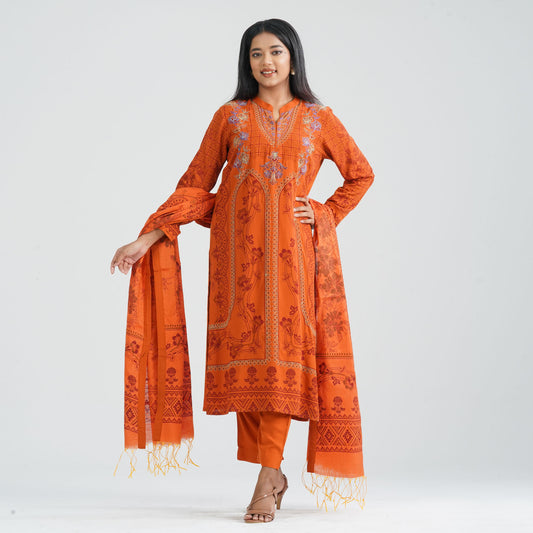 Women Orange Three Piece Set
