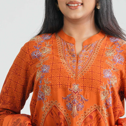 Women Orange Three Piece Set