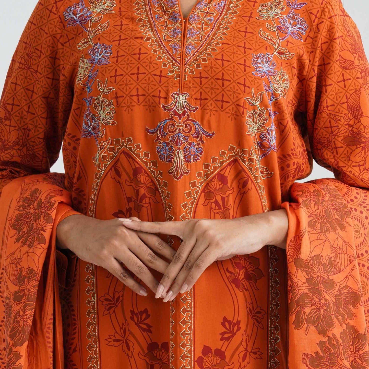 Women Orange Three Piece Set