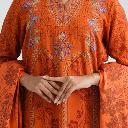 Women Orange Three Piece Set