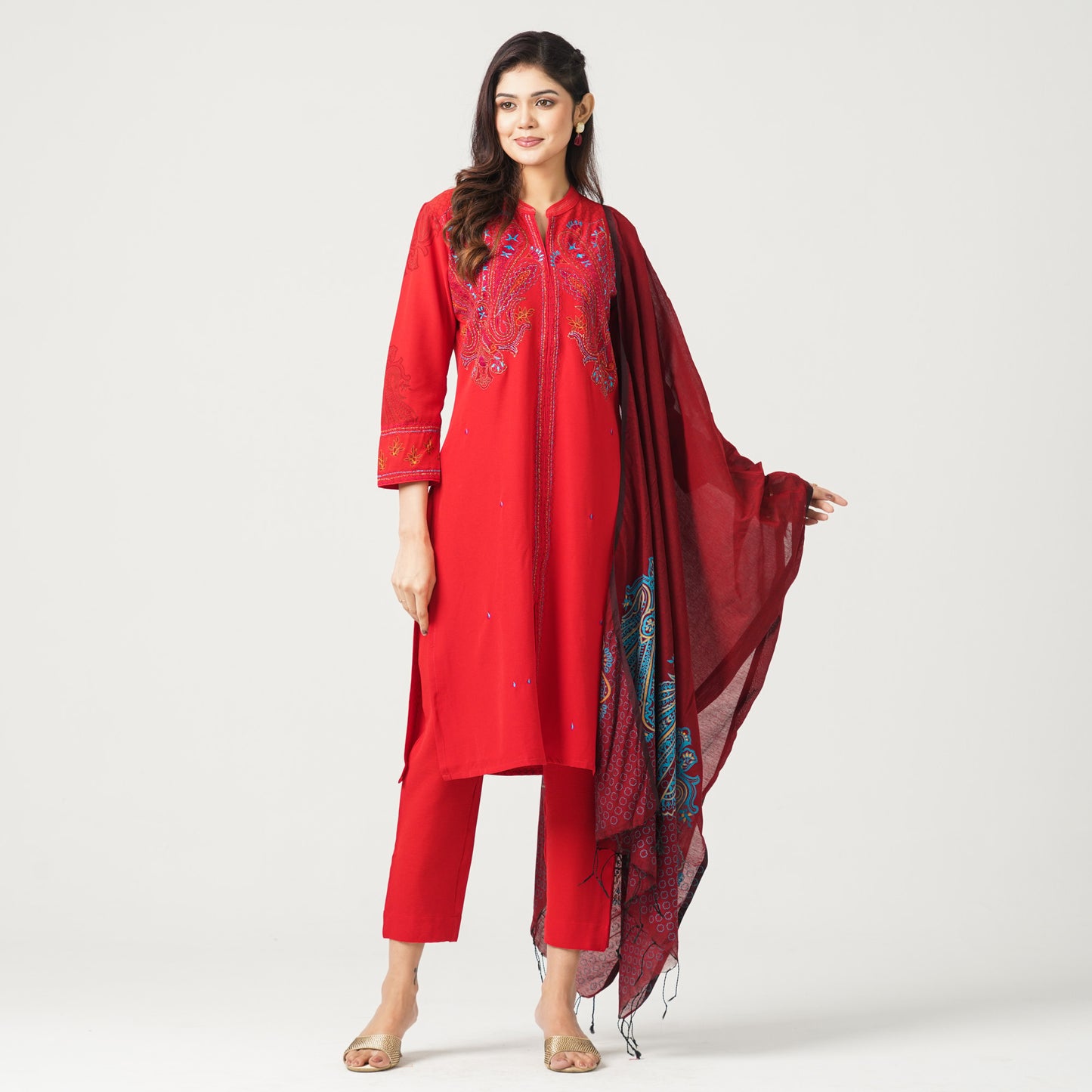 Women’s Viscose Embroidered Three-Piece Set