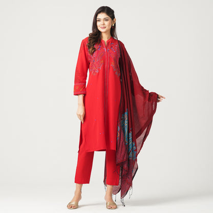 Women’s Viscose Embroidered Three-Piece Set