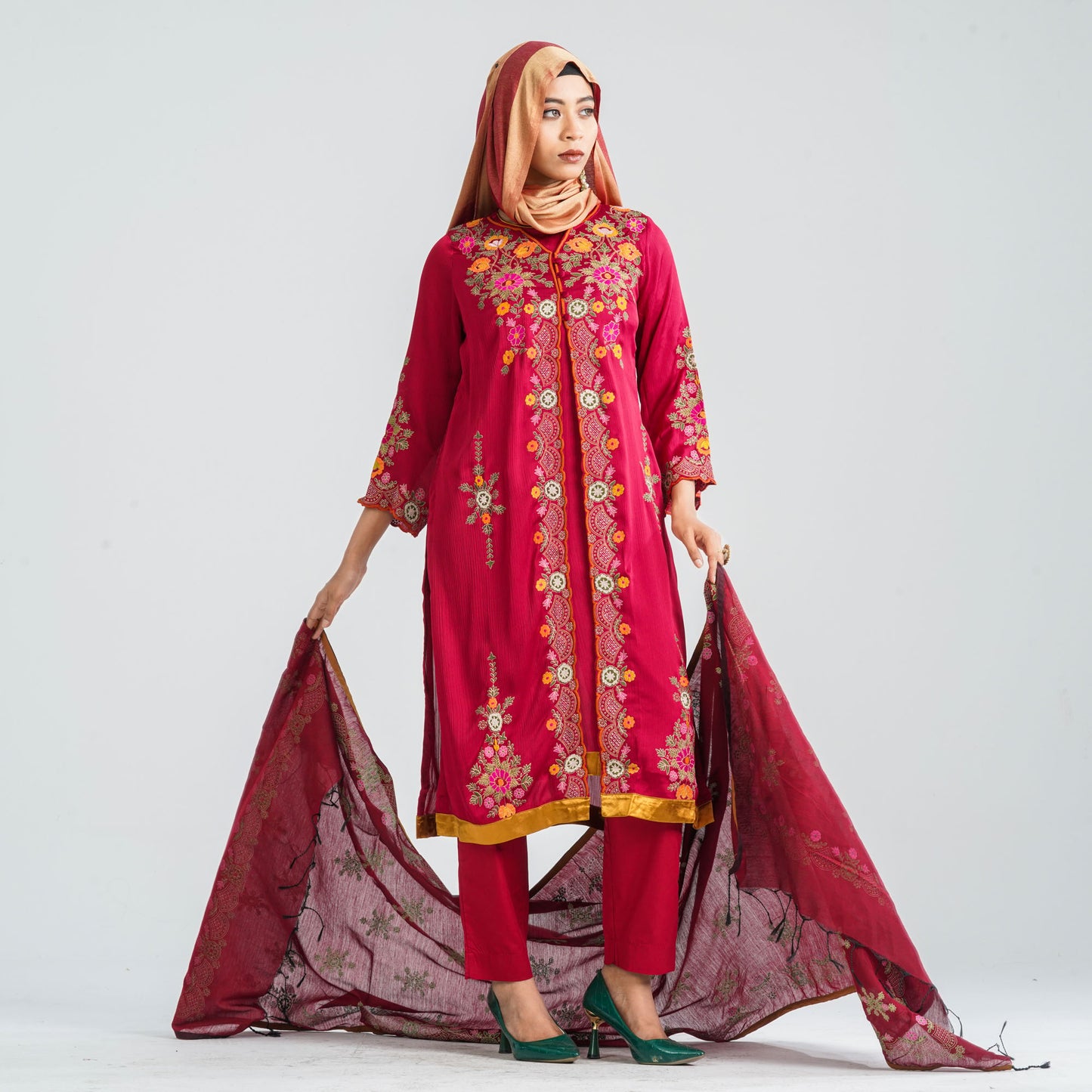 Women's Mixed Silk Three Piece Set