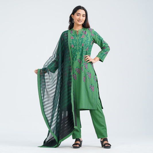 Women’s Green Cotton Three Piece Set