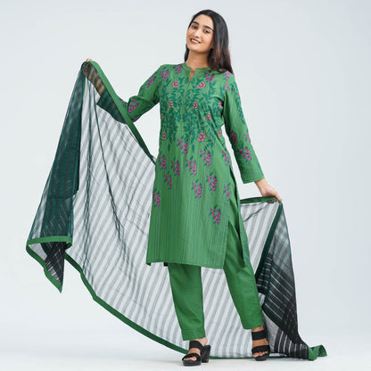 Women’s Green Cotton Three Piece Set