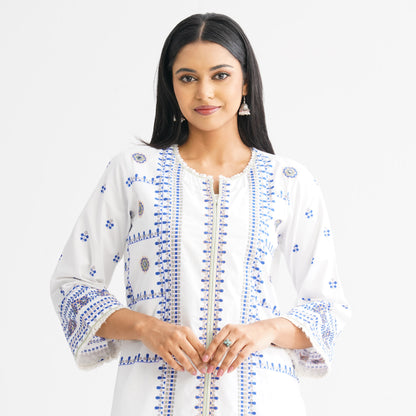 Women’s Off-White Embroidered Three-Piece Set