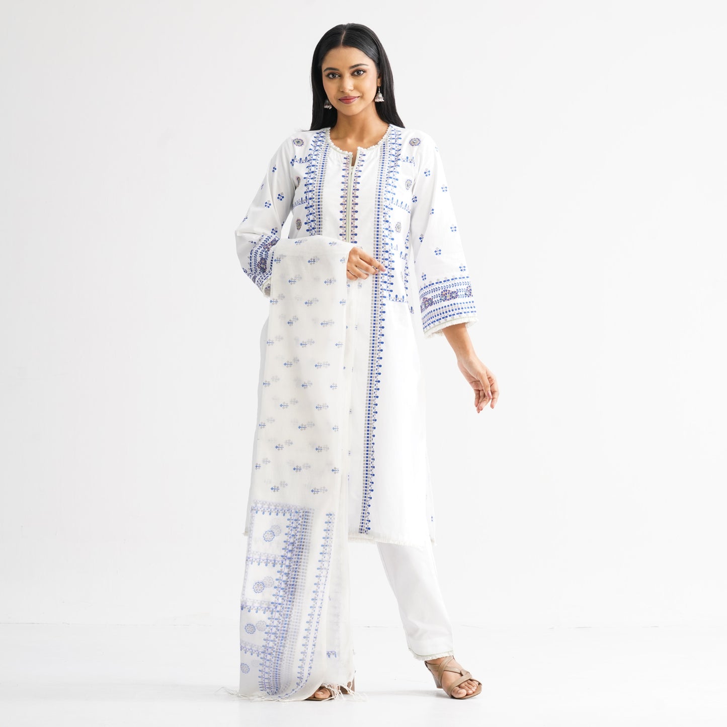 Women’s Off-White Embroidered Three-Piece Set