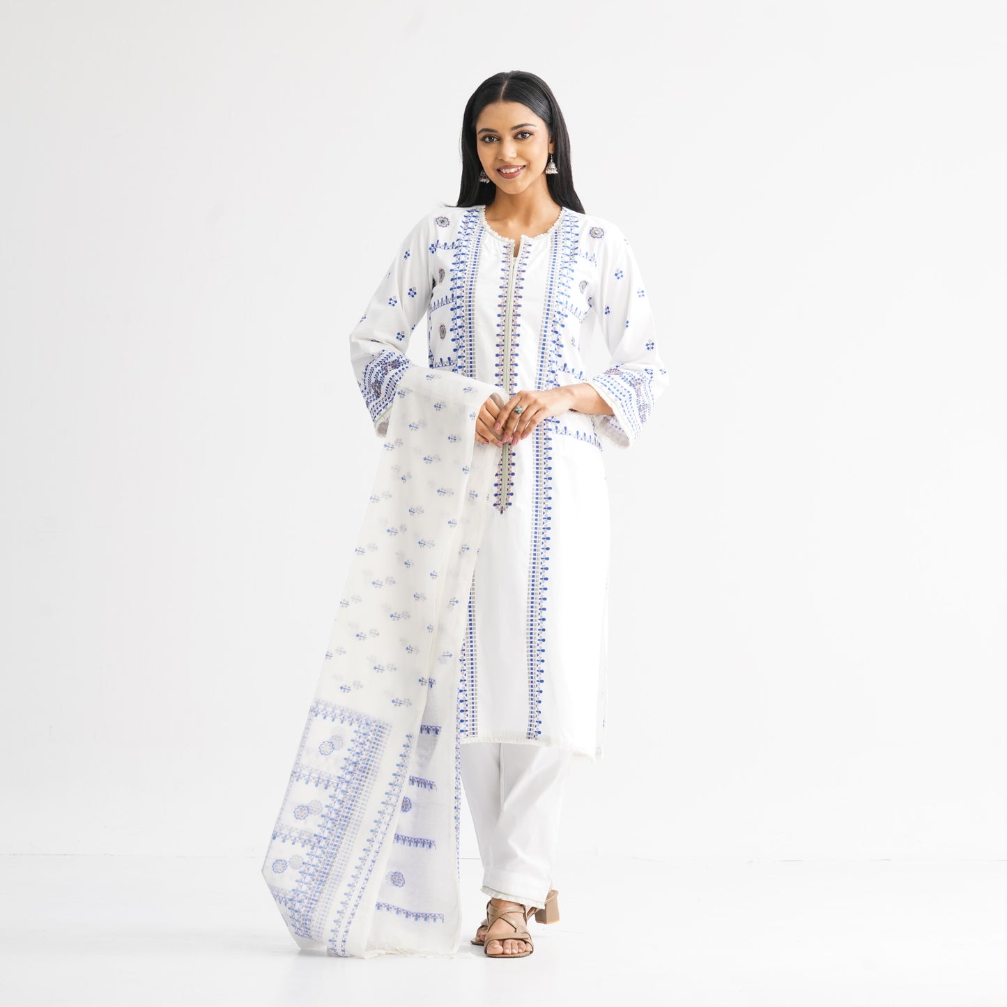 Women’s Off-White Embroidered Three-Piece Set