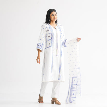 Women’s Off-White Embroidered Three-Piece Set