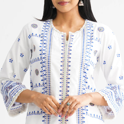 Women’s Off-White Embroidered Three-Piece Set