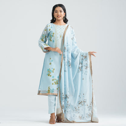 Women's Sky Blue Three Piece Set