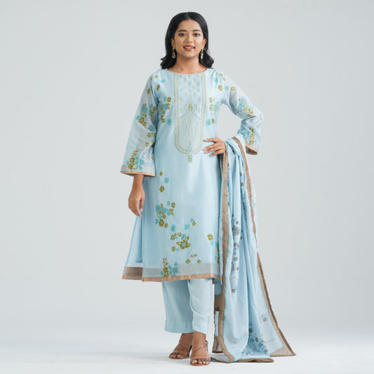 Women's Sky Blue Three Piece Set