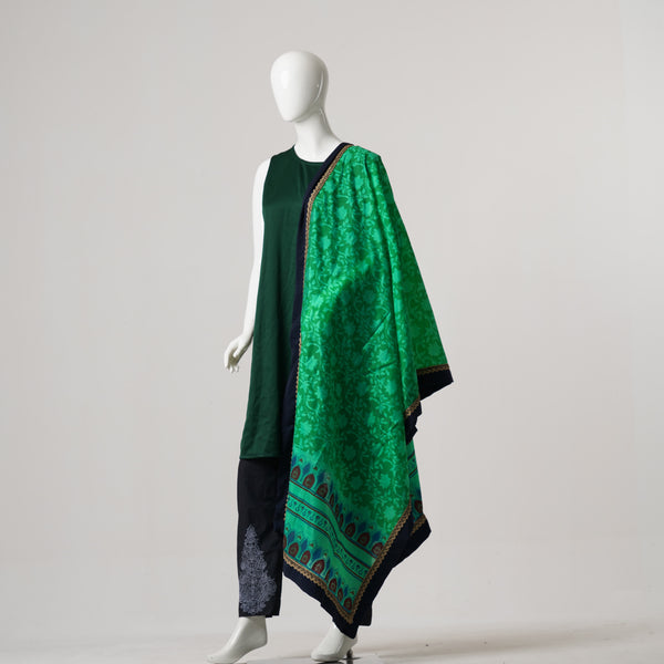 LADIES DUPATTA-FOREST GREEN