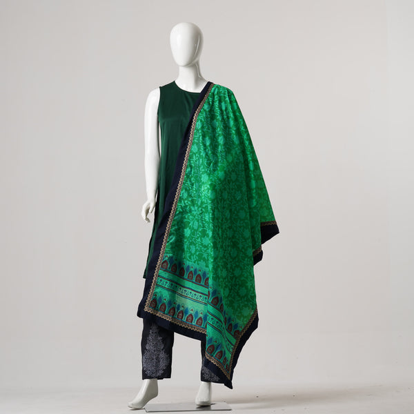 LADIES DUPATTA-FOREST GREEN