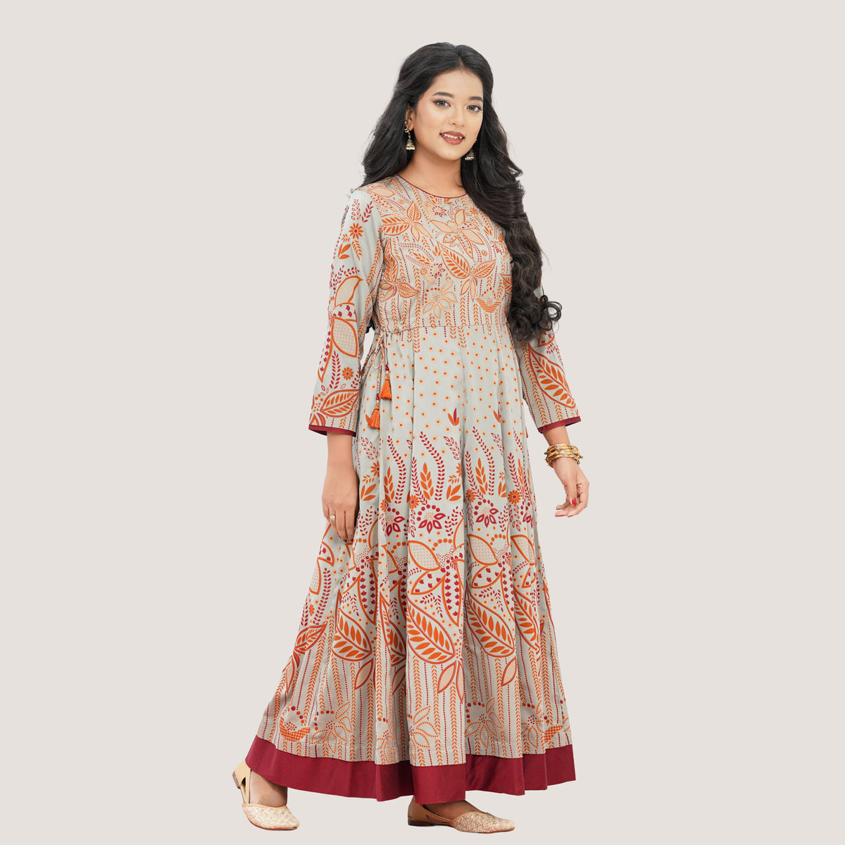 Womens Olive Kalidar Gown