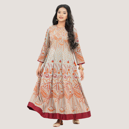 Womens Olive Kalidar Gown