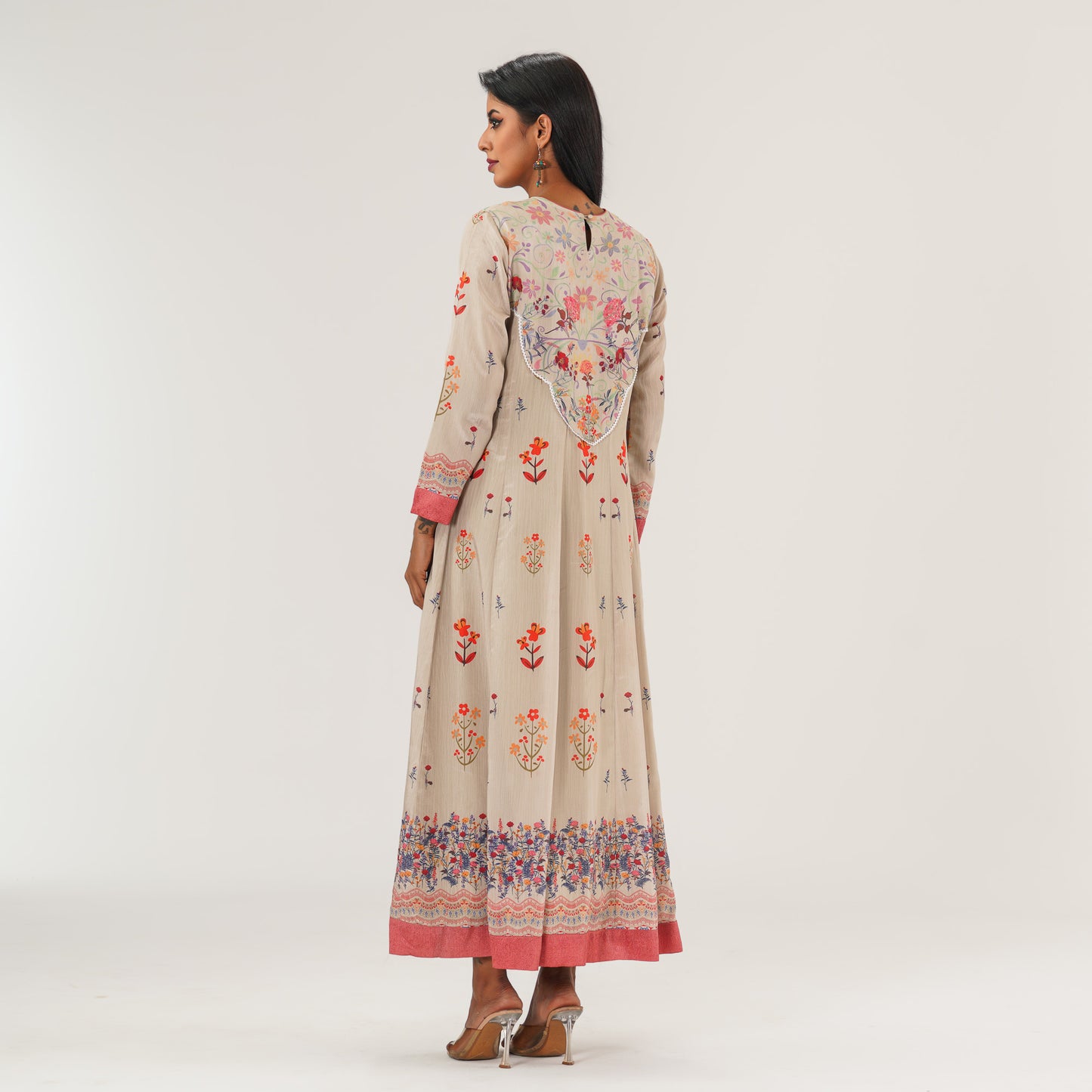 Womens Beige Ethnic Gown