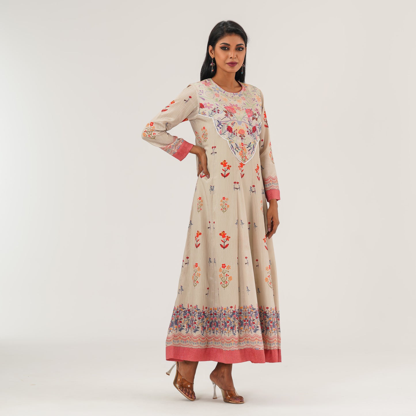 Womens Beige Ethnic Gown