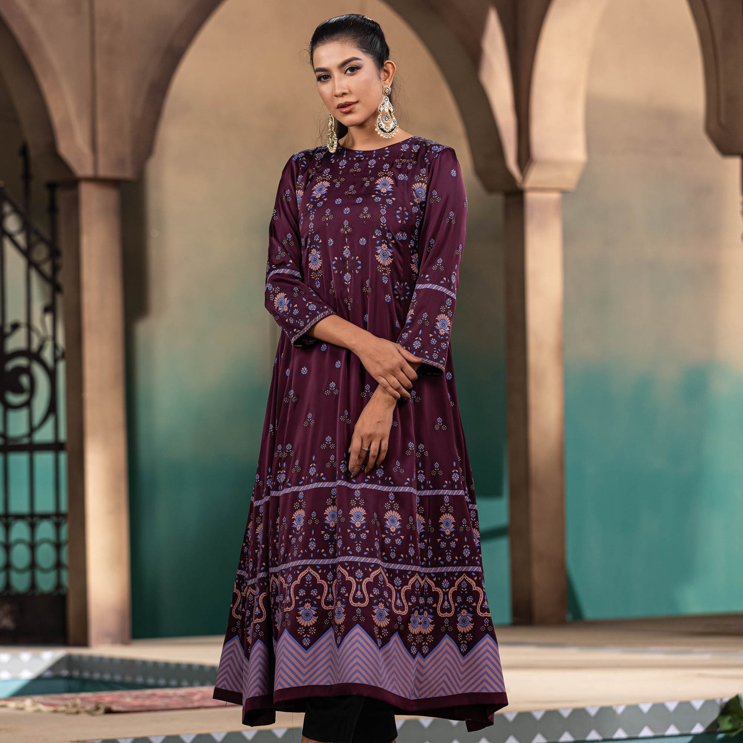 Womens Ethnic Premium Gown-Cinnamon