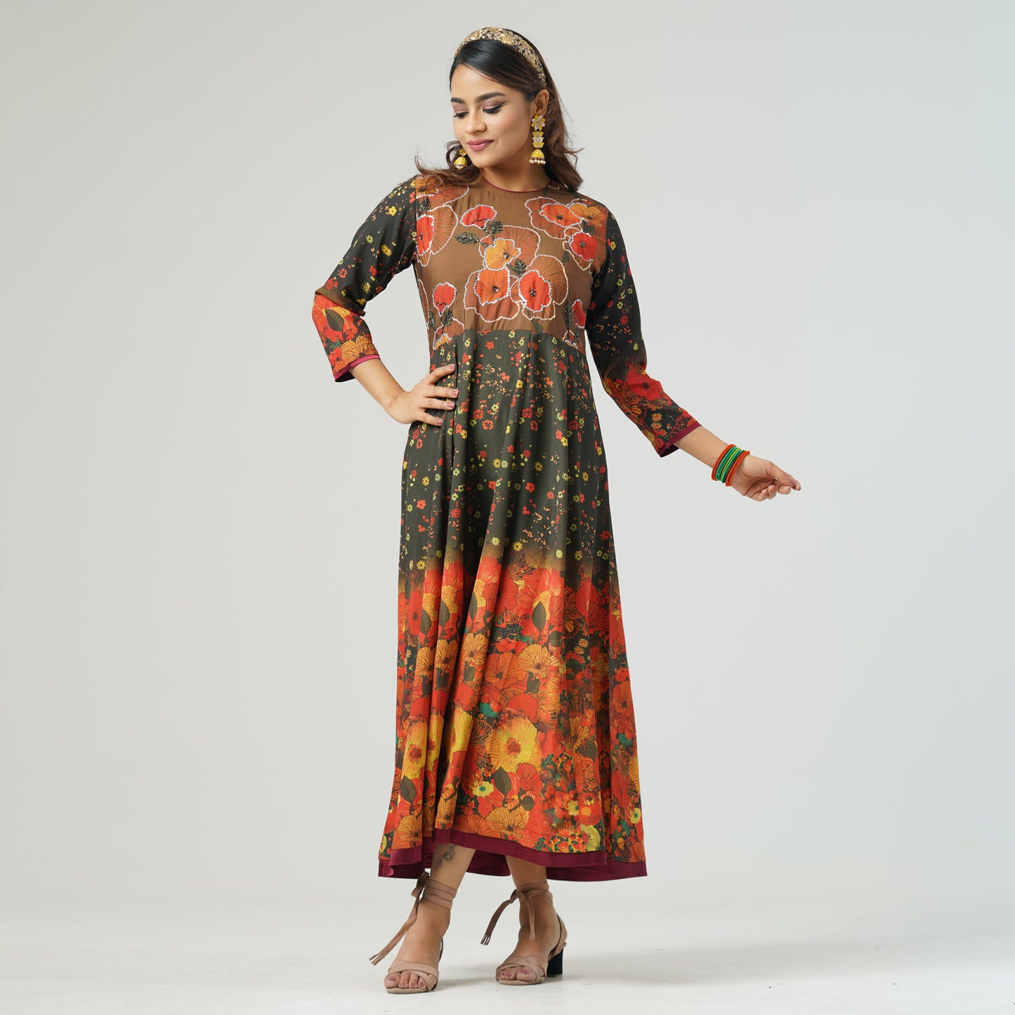 Womens Multi Color Anarkali Gown