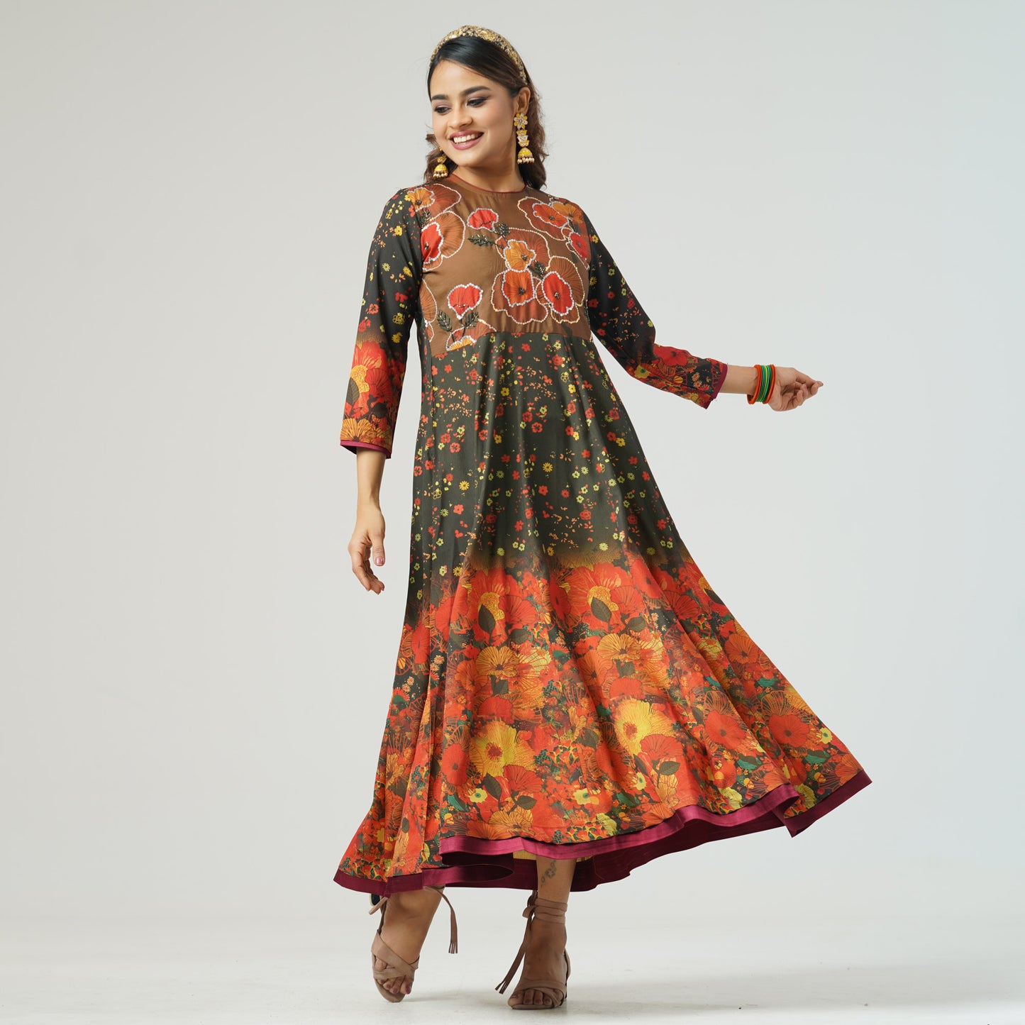 Womens Multi Color Anarkali Gown